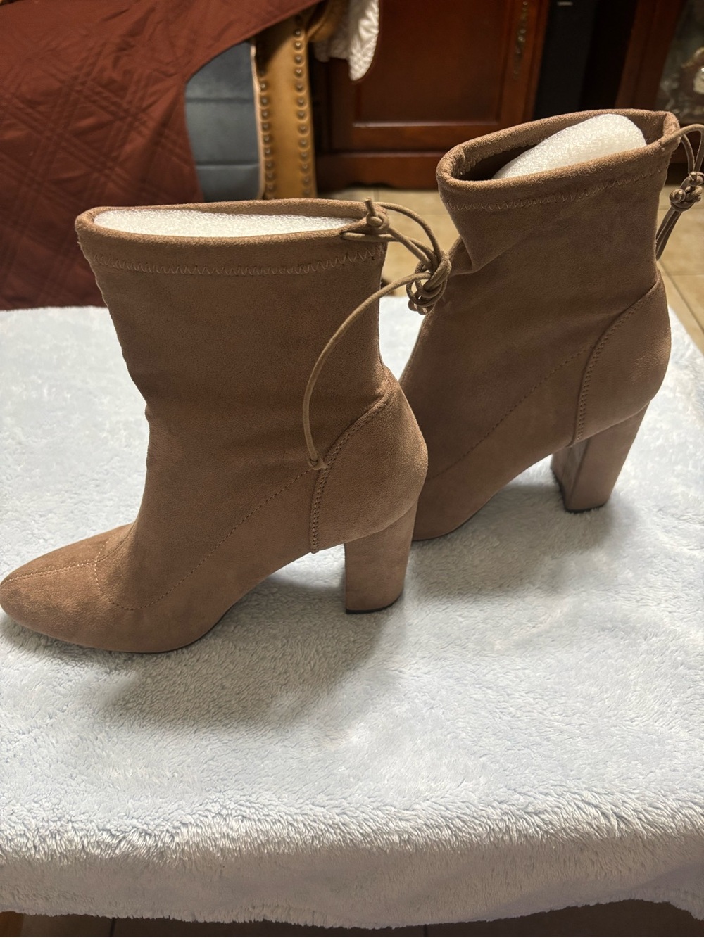 Women’s Brown Suede Block Heel Ankle Boots